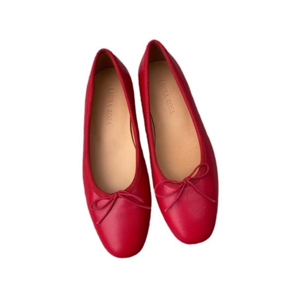 Red Leather-Look Ballerina Pumps  |  Womens Ballet Pumps Ballet Pumps Ballet Pumps