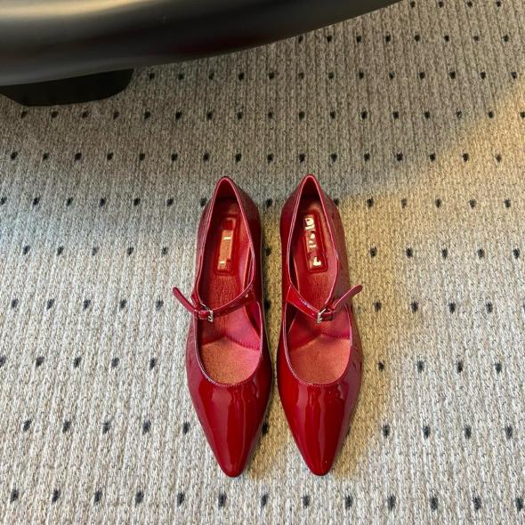 Red Patent Pointy Mary Jane Ballet Pumps  |  Womens Ballet Pumps Ballet Pumps Ballet Pumps