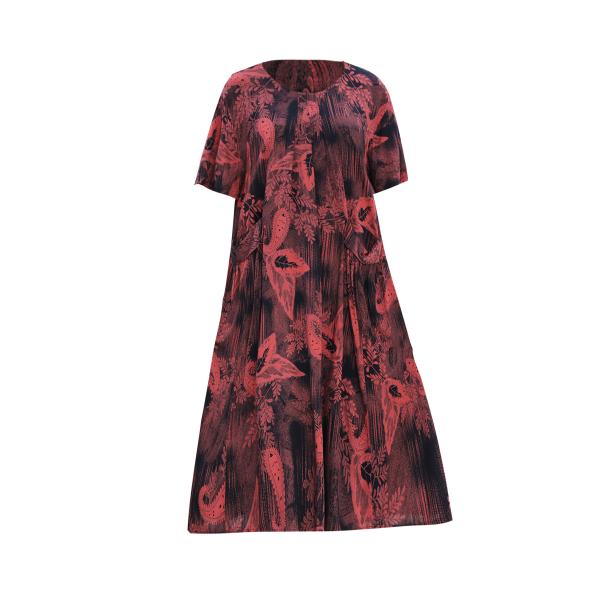 Red Printed Mesh Midi Dress  |  Womens Dresses Clothing Dresses