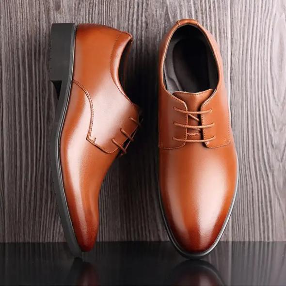 Rust Leather-Look Derby Shoes  |  Mens Shoes Mens Mens