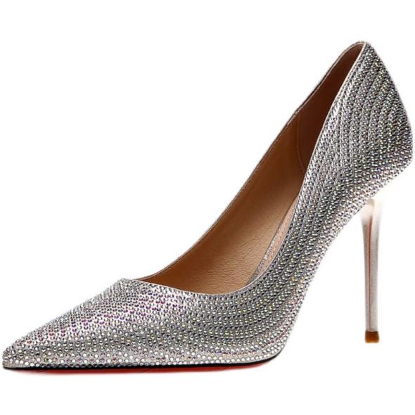 Silver Diamanté-Embellished Court Heels  |  Womens Heels Heels Heels