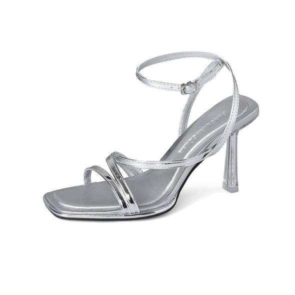 Silver Strappy Stiletto Heel Sandals  |  Womens Heels Heels Heels