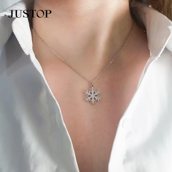 Silver Tone Christmas Snowflake Pendant Necklace  |  Womens Jewellery Accessories Jewellery