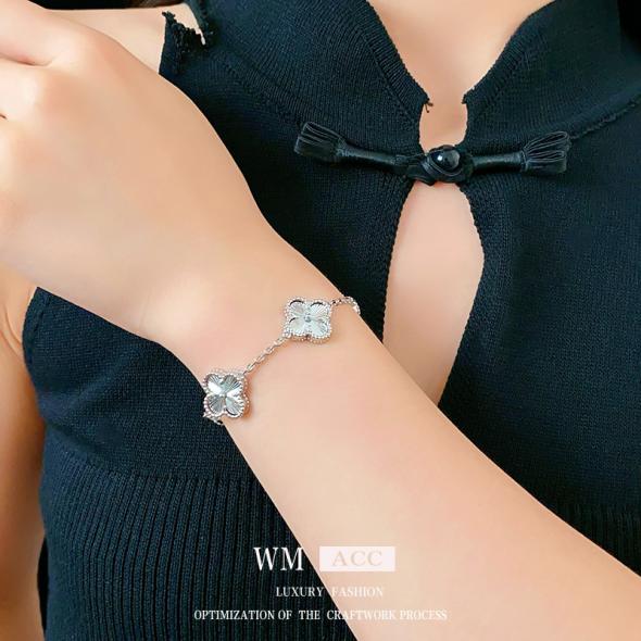 Silver Tone Clover Bracelet  |  Womens Jewellery Accessories Jewellery