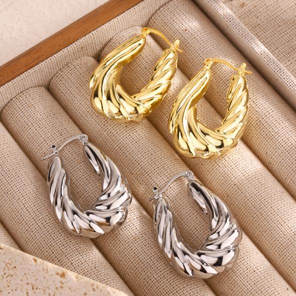 Silver Tone Twist Hinge Hoop Earrings  |  Womens Jewellery Accessories Jewellery