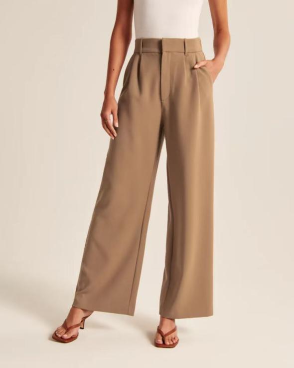 Stone Elasticated Tailored Wide Leg Trousers  |  Womens Suits & Tailoring Clothing Suits & Tailoring