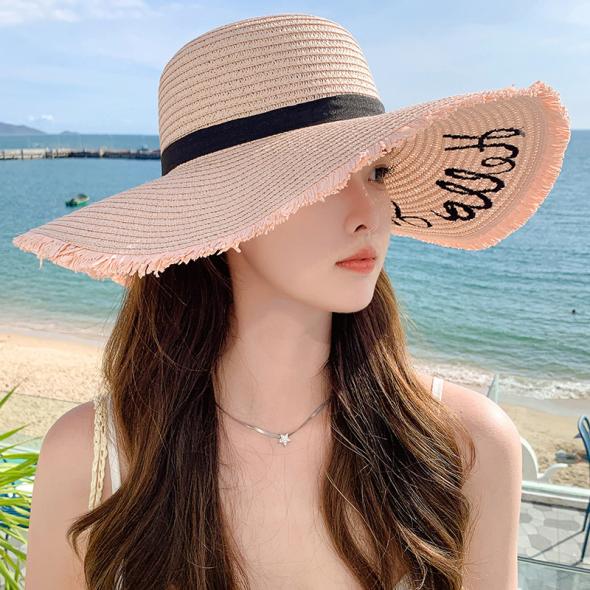 Stone Straw Effect Logo Floppy Hat  |  Womens Hats Accessories Hats