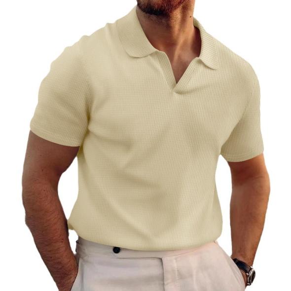 Stone Textured Cotton-Blend Open-Collar Polo Shirt  |  Mens T-Shirt & Polos Clothing Mens