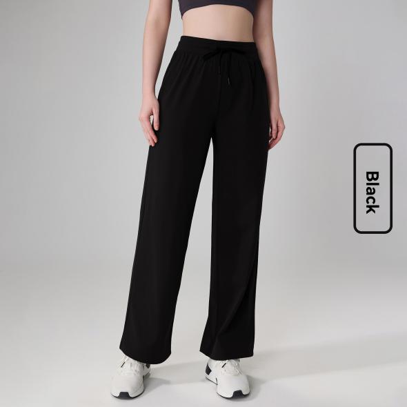 Tall Black Jersey Wide Leg Joggers  |  Womens Trousers Clothing Lounge & Sports