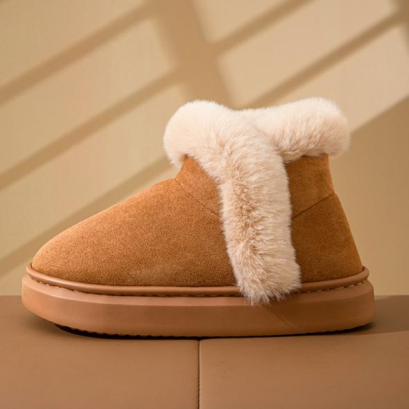 Tan Suedette Faux Fur Lined Chunky Boots  |  Womens Boots Boots Boots