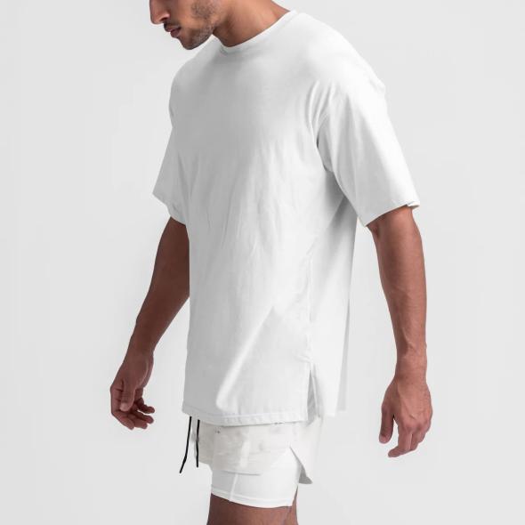 White Cotton Crew Neck Oversized T-Shirt  |  Mens Lounge & Sports Basics Basics