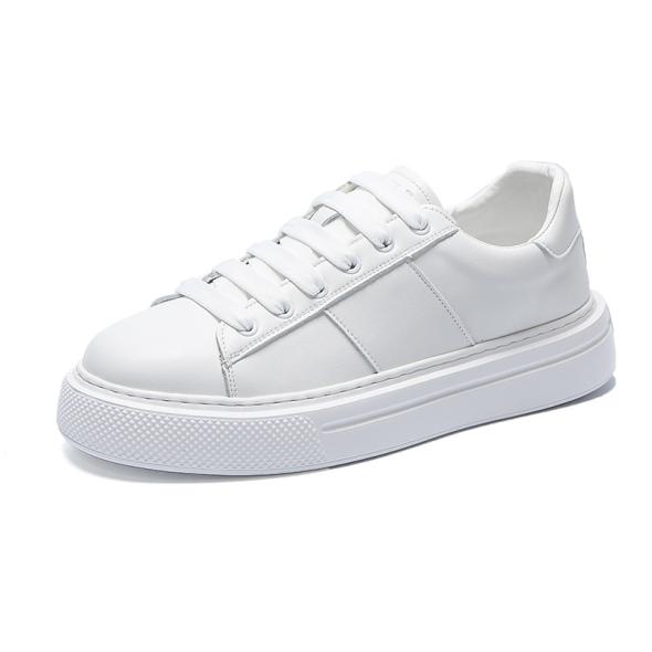 White Leather-Look Lace Up Trainers  |  Womens Flats Flats Flats