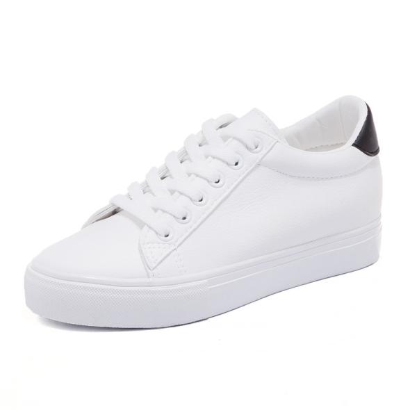 White Leather-Look Trainers  |  Womens Trainers Shoes Trainers