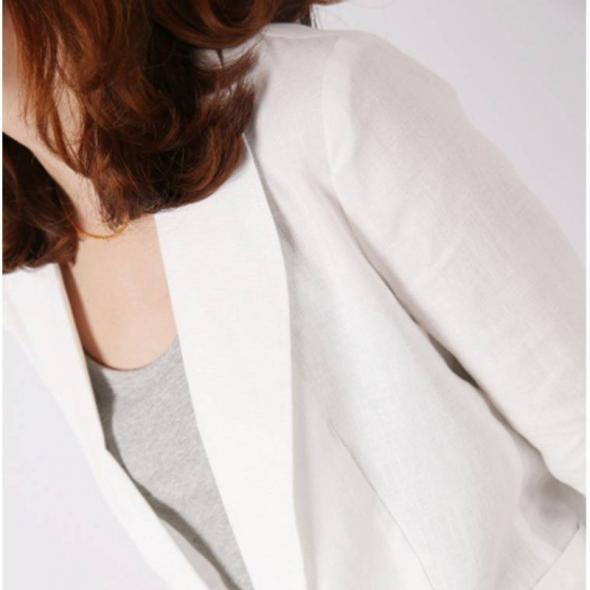 White Linen Blend Long Sleeve Blazer  |  Womens Blazers Blazers Blazers