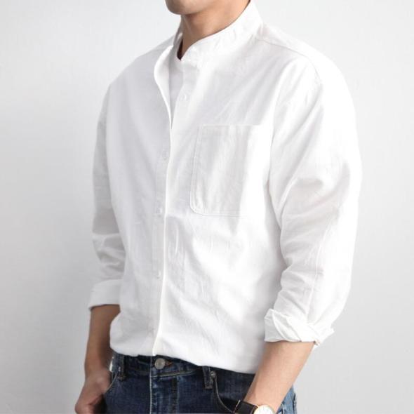 White Long Sleeve Oxford Shirt  |  Mens Shirts Clothing Mens