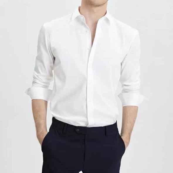 White Poplin Long Sleeve Shirt  |  Mens Tailoring & Suits Clothing Mens