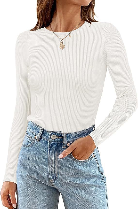 White Rib Knit Crew Neck Jumper  |  Womens Jumpers & Cardigans Clothing Jumpers & Cardigans