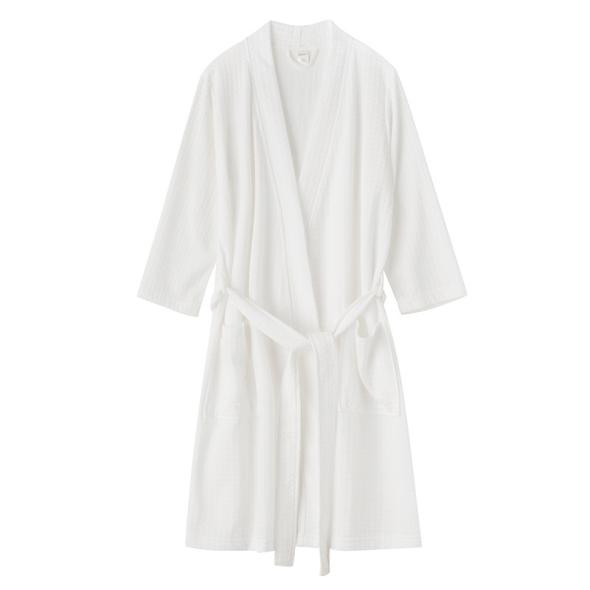 White Waffle Knit Cotton Blend Dressing Gown  |  Womens Nightwear Clothing Nightwear