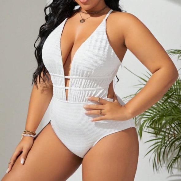 White Wrap-Front Textured Belted Swimsuit  |  Womens Swimwear & Beachwear Clothing Swimwear & Beachwear