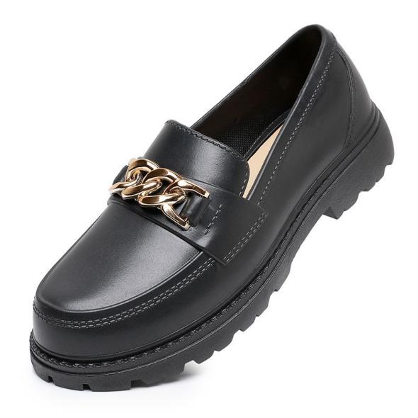 Wide Fit Black Chain-Embellished Loafers  |  Womens Loafers Loafers Loafers