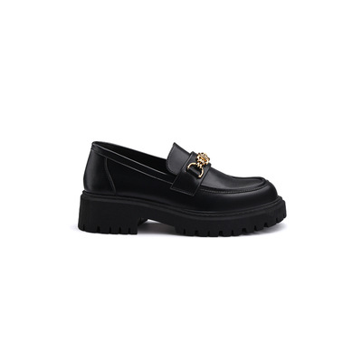 Wide Fit Black Chain Loafers  |  Womens Loafers Loafers Loafers