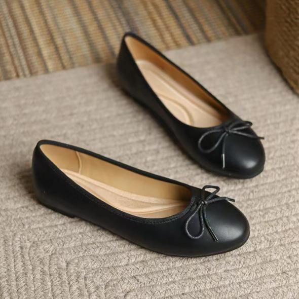 Wide Fit Black Leather-Look Ballerina Pumps  |  Womens Ballet Pumps Ballet Pumps Ballet Pumps