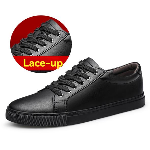 Wide Fit Black Leather-Look Metal Trim Lace Up Trainers  |  Womens Trainers Shoes Trainers