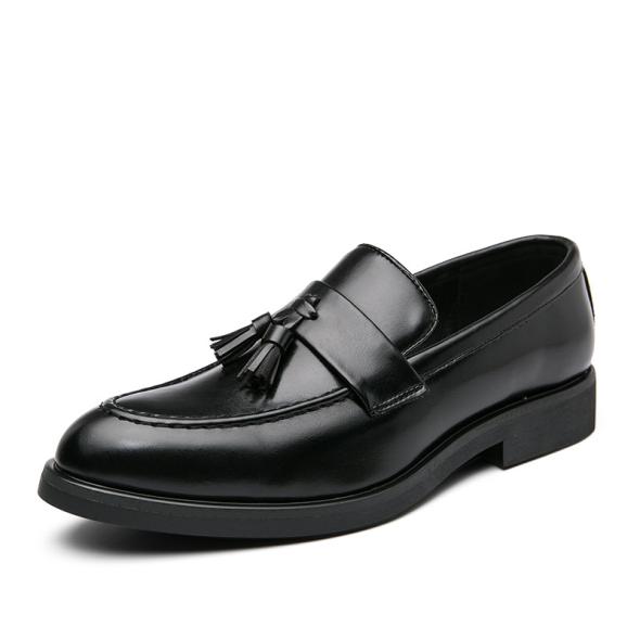 Wide Fit Black Leather-Look Tassel Front Loafers  |  Womens Loafers Loafers Loafers