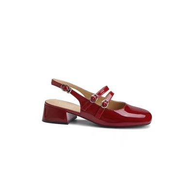 Wide Fit Burgundy Block Heel Mary Jane Shoes  |  Womens Heels Heels Heels