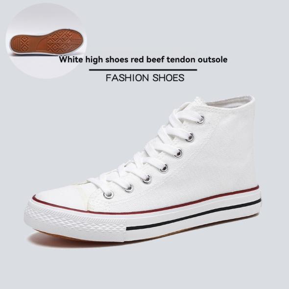 Wide Fit White Canvas High Top Lace Up Trainers  |  Womens Trainers Shoes Trainers