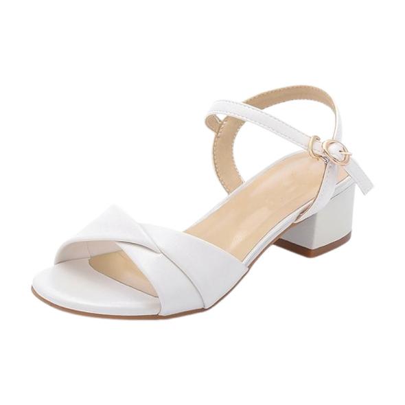 Wide Fit White Crossover-Strap Block-Heel Sandals  |  Womens Sandals Sandals Sandals