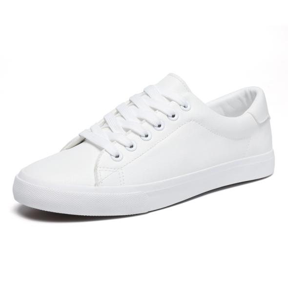 Wide Fit White Leather-Look Lace Up Trainers  |  Womens Trainers Shoes Trainers