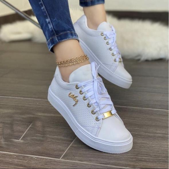 Wide Fit White Leather-Look Lace-Up Trainers  |  Womens Trainers Shoes Trainers