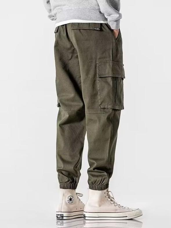 Black Cuffed Cargo Trousers  |  Mens Trousers & Chinos Clothing Mens