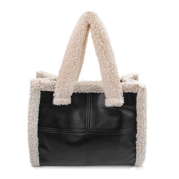 Black Mini Faux Fur Trim Crossbody Bag  |  Womens Bags Accessories Bags