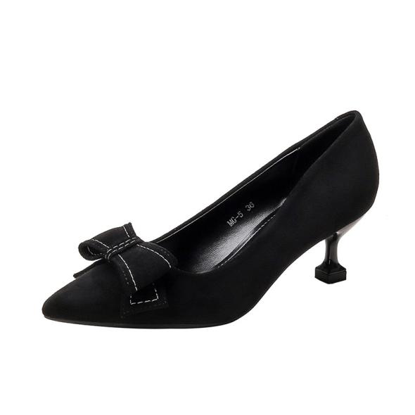 Black Bow Detail Stiletto Heel Court Shoes  |  Womens Heels Heels Heels