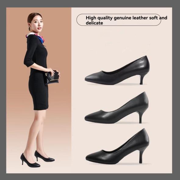 Black Leather-Look Pointed Stiletto Heel Court Shoes  |  Womens Heels Heels Heels