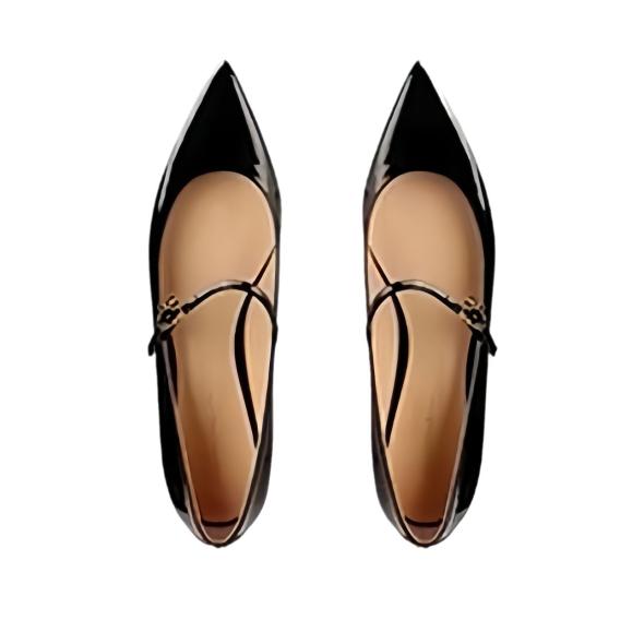 Black Patent Pointy Mary Jane Ballet Pumps  |  Womens Ballet Pumps Ballet Pumps Ballet Pumps