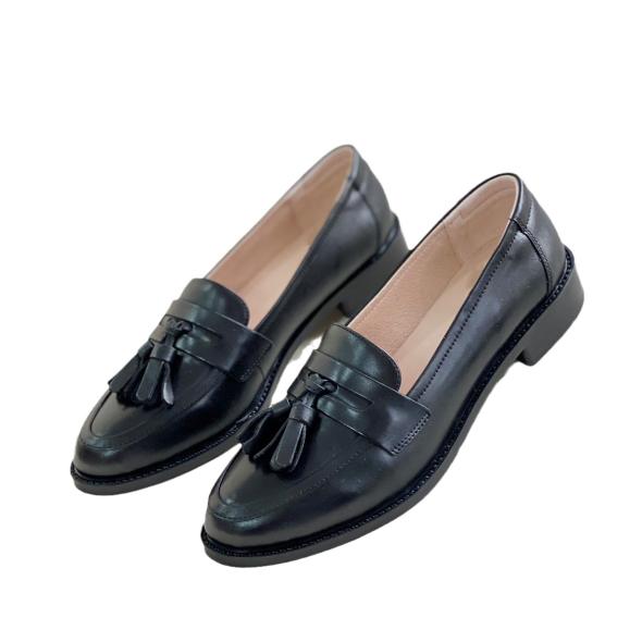 Navy Patent Tassel Trim Loafers  |  Womens Flats Flats Flats